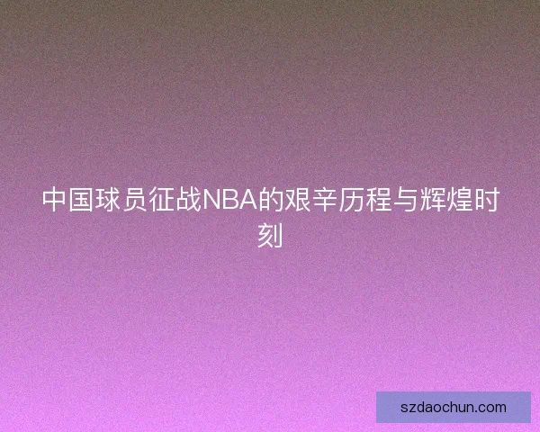 中国球员征战NBA的艰辛历程与辉煌时刻